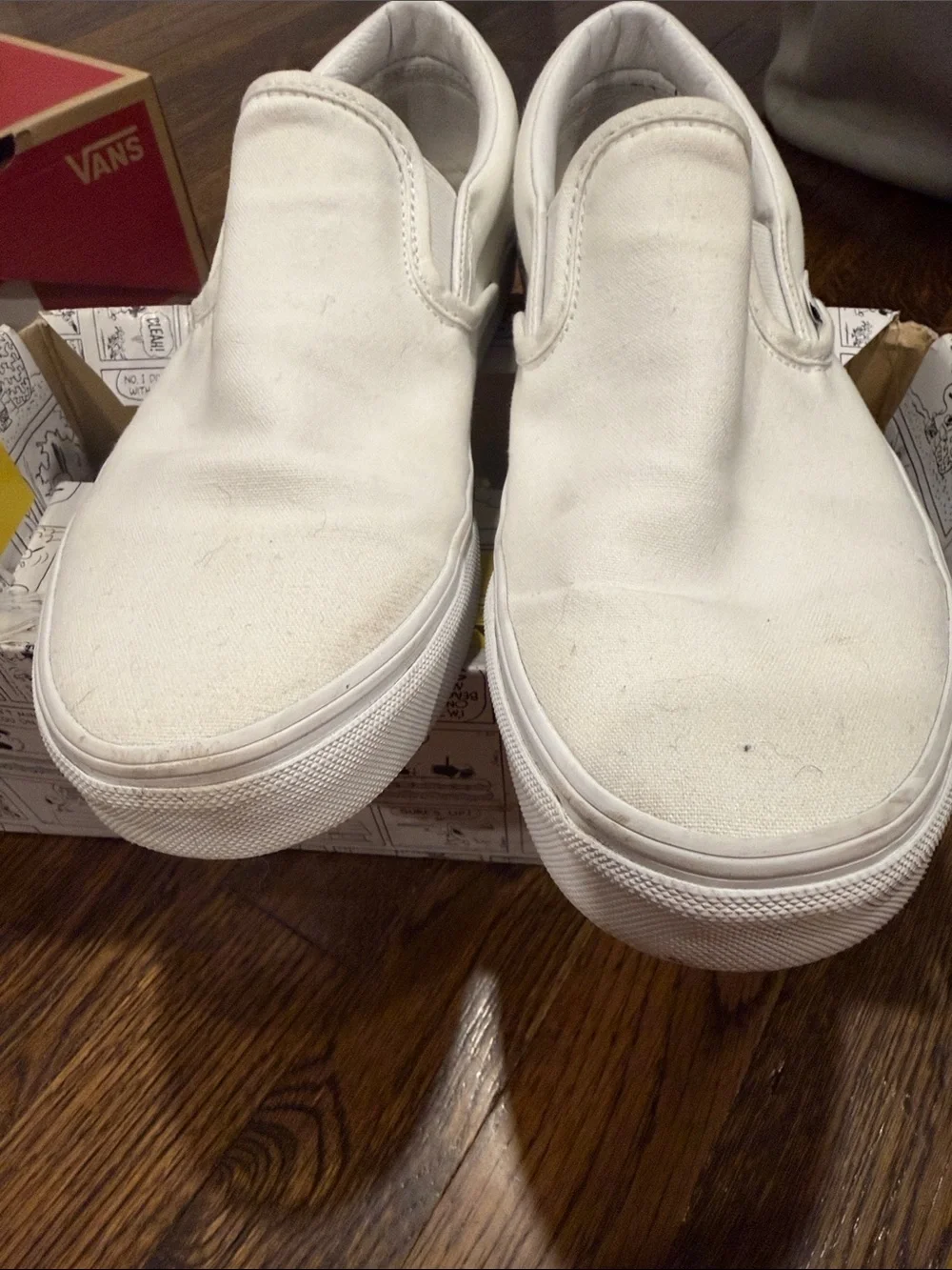 Vans White Slip-On Canvas Sneakers